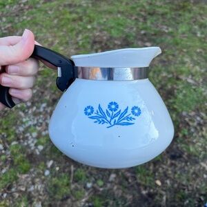 vintage Corning Ware teapot featuring the iconic Blue Cornflower pattern